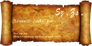 Szencz Zsóka névjegykártya